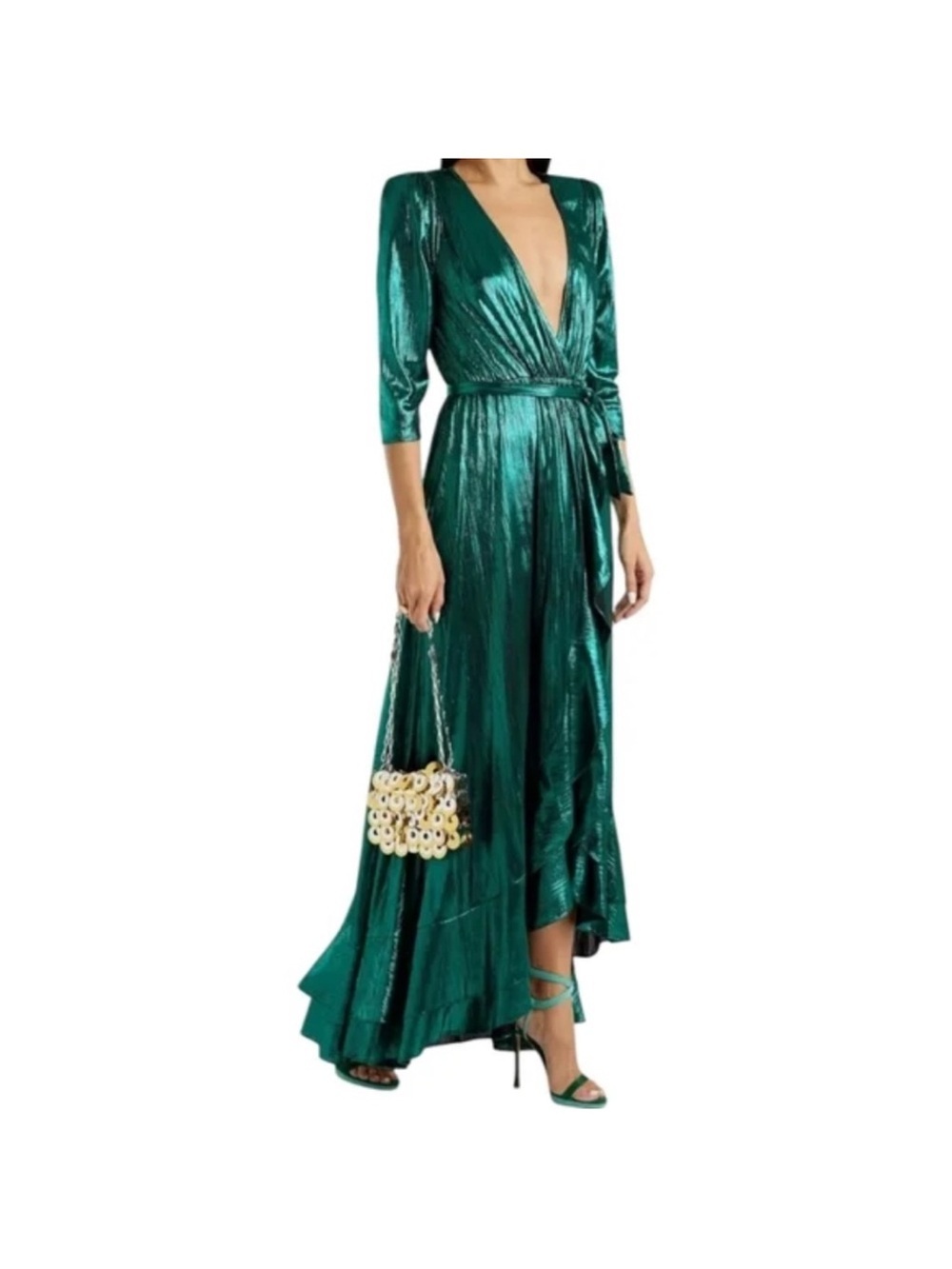 Retrofete Metallic Wrap Dress. Size XS. Excellent Condition.